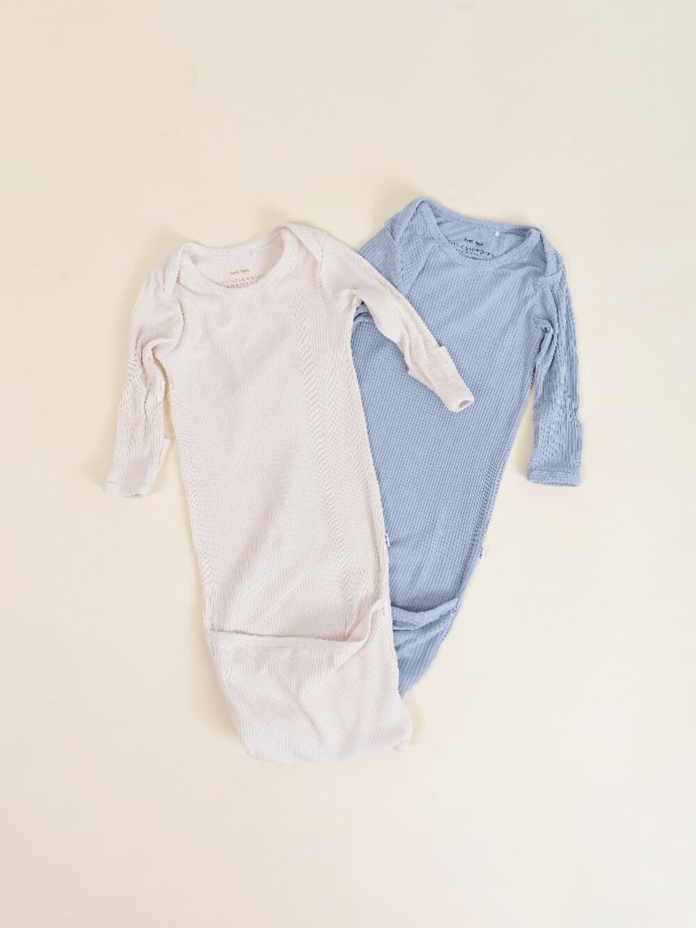 Little Sleepies Newborn Ribbed Bamboo Gowns Blue & White 2 Piece Lot